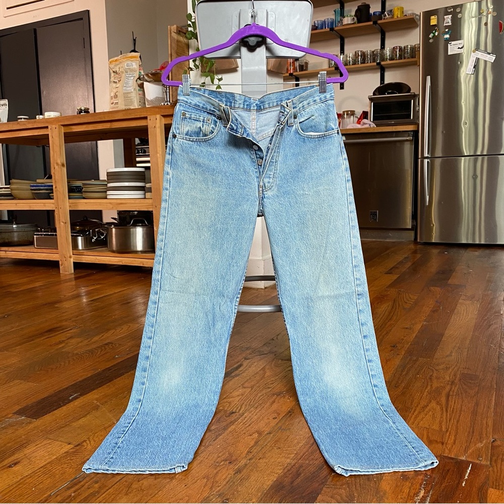 Vintage Made in USA Levis 501 Light Washed Straight Leg Jeans